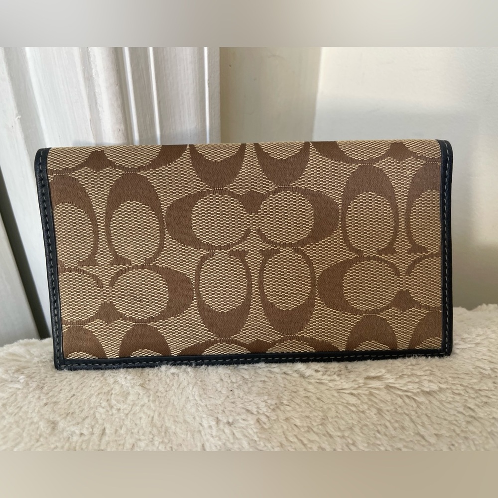 Coach Signature checkbook holder EUC